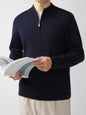 Men's Sweater Light Mature Simple Zip Stand Collar Machine Washable Merino Wool Knitwear