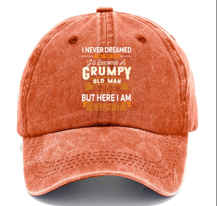 Washed Print Denim Baseball Cap Retro Versatile Soft Top Hat