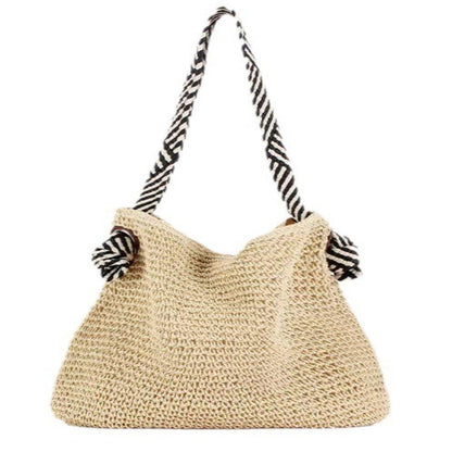 Simple And Stylish Straw Underarm Contrast Handmade Women's Bag