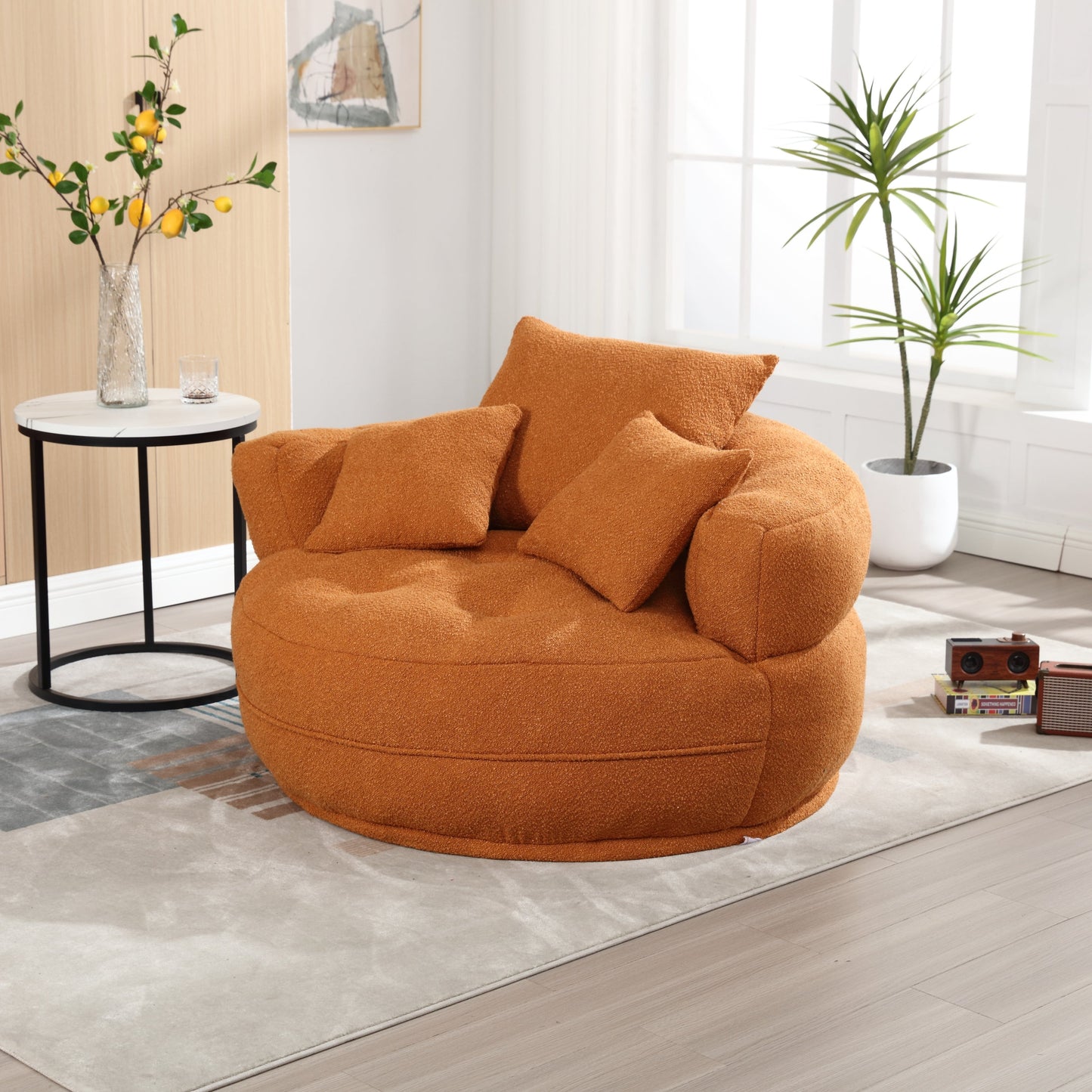 Chenille Sponge single sofa,No Assembly Required,Fluffy Modern Sleeper