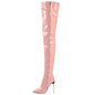 Lady's Plus-size Over-the-knee Fashion Boots With Metal Heels