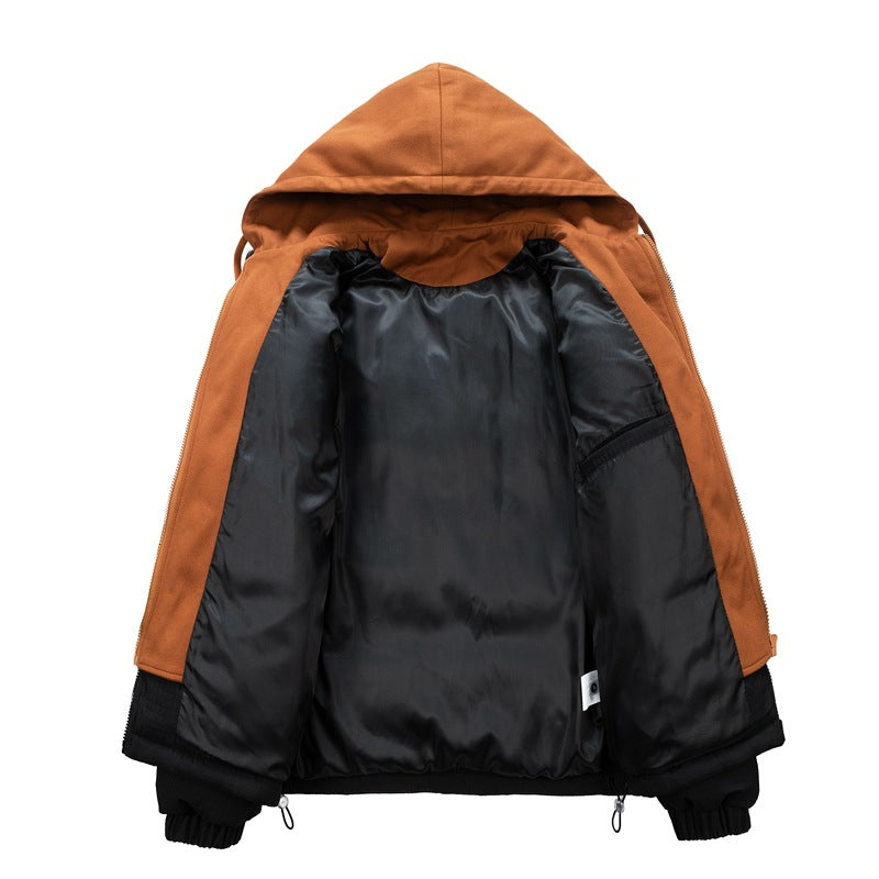 Men's Loose Casual Hooded Warm Fake Two-piece Cotton Jacket