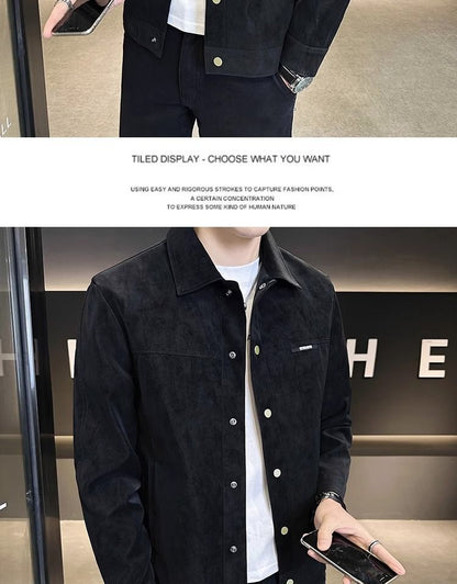 Suede Lapel Spring Men's Jacket