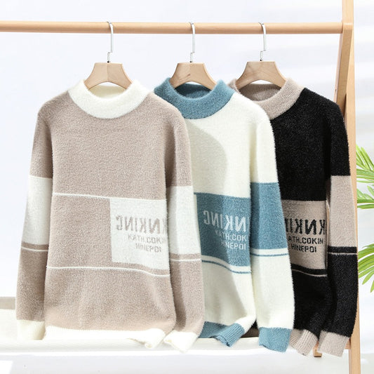 Semi-high Neck Golden Mink Quality Sweater