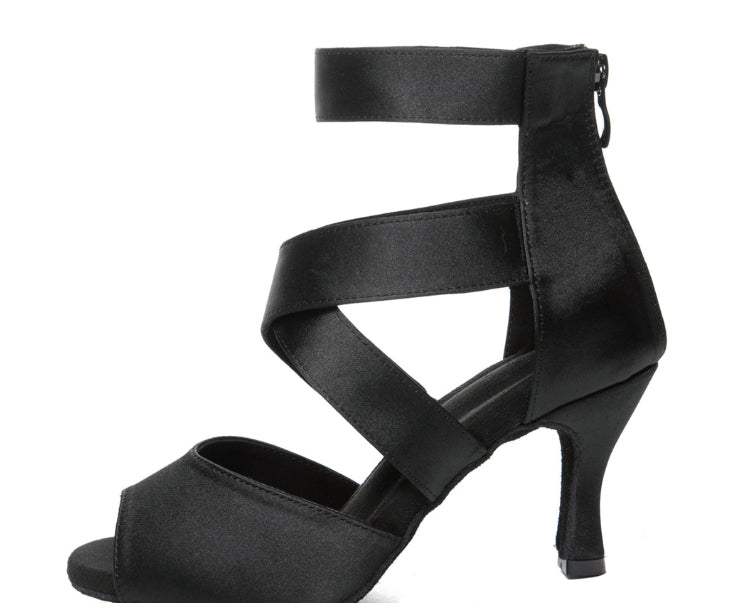 Skin-colored Women's Adult Sexy Fish Mouth Latin Cha-cha Dance Shoes