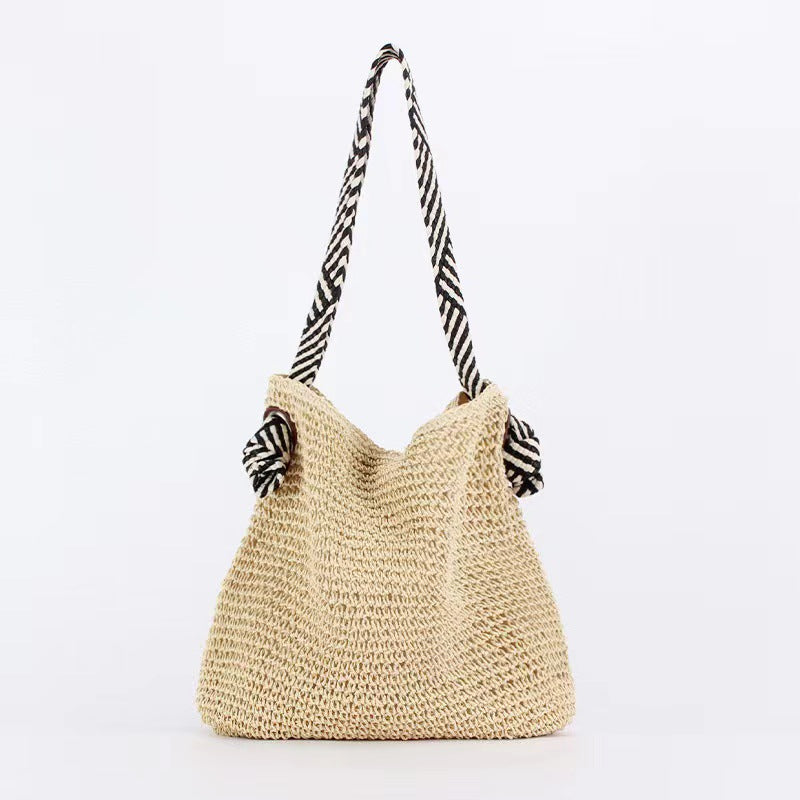 Simple And Stylish Straw Underarm Contrast Handmade Women's Bag